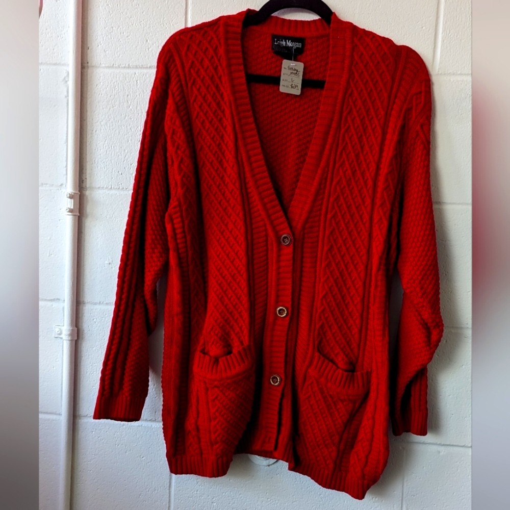 Deep red chunky vintage sweater - Size M